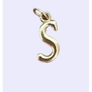 Gold Letter Charms, Initial Letter "S" Alphabet Charm, Bracelet Necklace Pendant